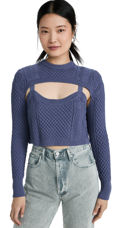 Sokie Collective Long Sleeve Tank Sweater In Blue