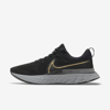 Nike React Infinity Run Flyknit 2 Men's Road Running Shoes In Black,smoke Grey,grey Fog,metallic Gold