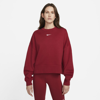 Nike Sportswear Collection Essentials Women's Oversized Fleece Crew Sweatshirt In Pomegranate,white