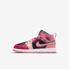 Jordan 1 Mid Little Kids' Shoes In Coral Chalk,rush Pink,black,pinksicle
