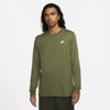 Nike Sportswear Men's Long-sleeve T-shirt In Rough Green,white
