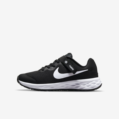 Nike Revolution 6 Flyease Big Kids' Easy On/off Road Running Shoes In Black,dark Smoke Grey,white