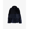 Whistles Hema Relaxed-fit Shearling Coat In Navy/multi
