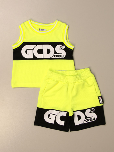 Gcds Babies' Logo印花运动套装 In Yellow