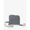 OFF-WHITE MENS GREY TEXT-DEBOSSED LEATHER PURSE WITH CHAIN