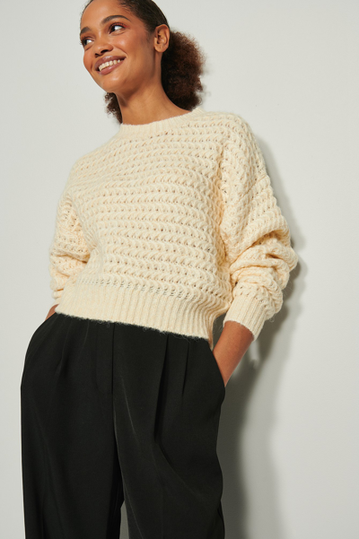 Na-kd Heavy Knitted Round Neck Jumper - Offwhite