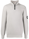 Giorgio Armani Zip-front Funnel Neck Jumper In Weiss