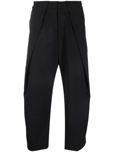 BALMAIN DRAPED STRAIGHT-LEG CROPPED TROUSERS