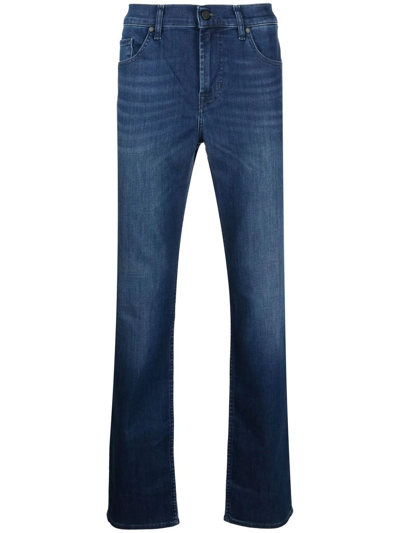 7 For All Mankind Faded-effect Straight-leg Jeans In Blau