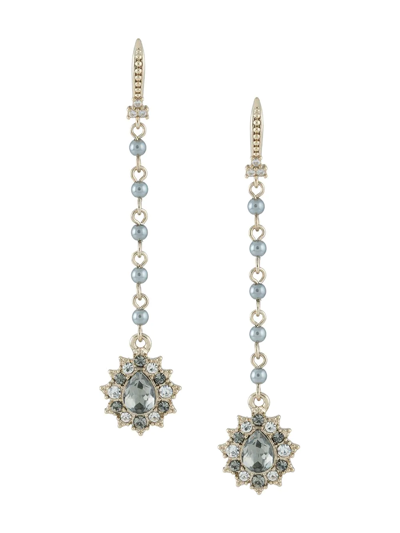 Marchesa Notte Crystal-embellished Long Drop Earrings In Black