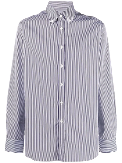 Xacus Stripe-print Button-down Shirt In Weiss