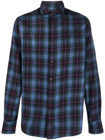 Deperlu Tartan-print Cotton Shirt In Blue