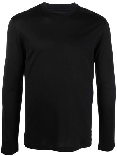 Emporio Armani Crew Neck Long-sleeve Top In Black