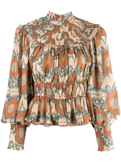 Ulla Johnson Abstract Pattern Print Blouse In Nude
