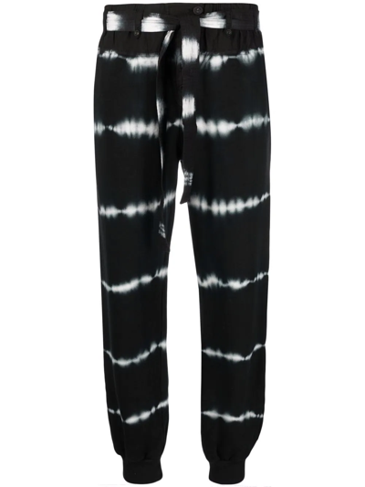 Ulla Johnson Payton Striped Tapered Mid-rise Cotton Jogging Bottoms In Black