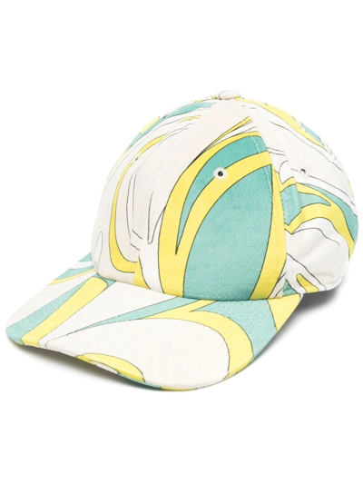 Emilio Pucci Vortici Pattern Cap In Yellow