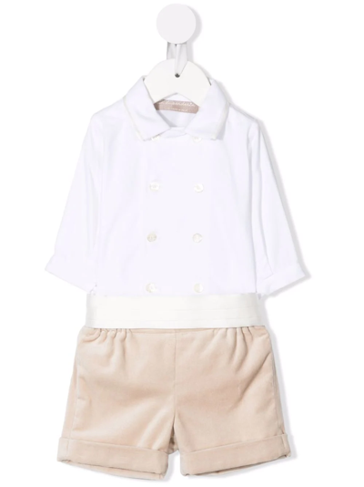 La Stupenderia Babies' Double-breasted Short Set In Neutrals