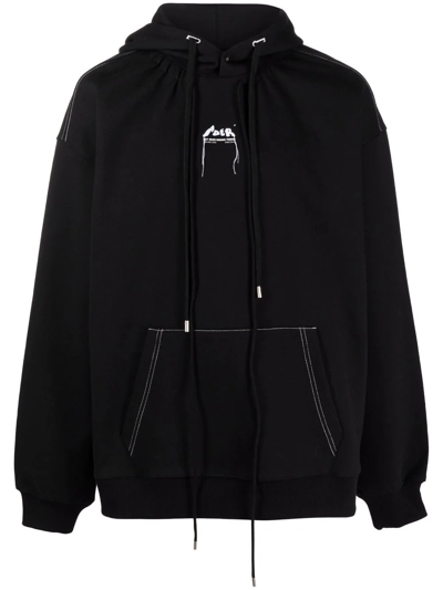 Ader Error Logo-print Long-sleeve Hoodie In Bk