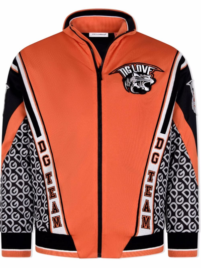 Dolce & Gabbana Kids' Dg Team Bomber Jacket In Orange