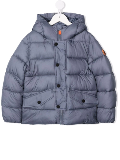 Save The Duck Kids' Hooded Padded Jacket In Blue