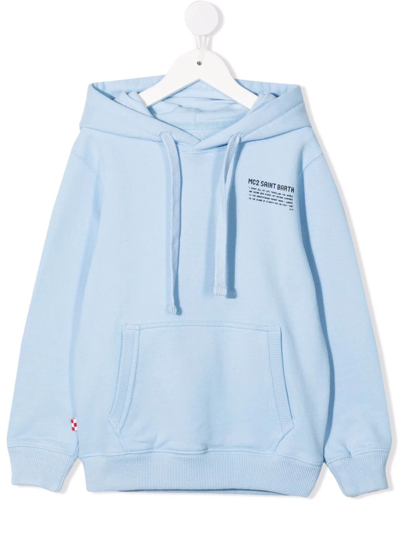 Mc2 Saint Barth Teen Logo-print Drawstring Hoodie In Blue