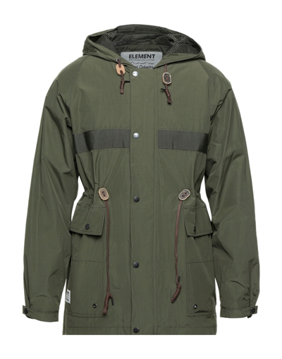 Element Overcoats In Military Green