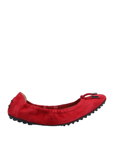 Tod's Woman Ballet Flats Brick Red Size 5 Soft Leather