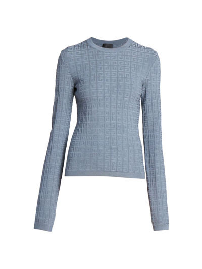 Givenchy Monogram-embroidered Round-neck Stretch-knit Jumper In Military Blue