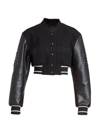 Givenchy Wool And Leather Jacket With Embossed Logo In Black White