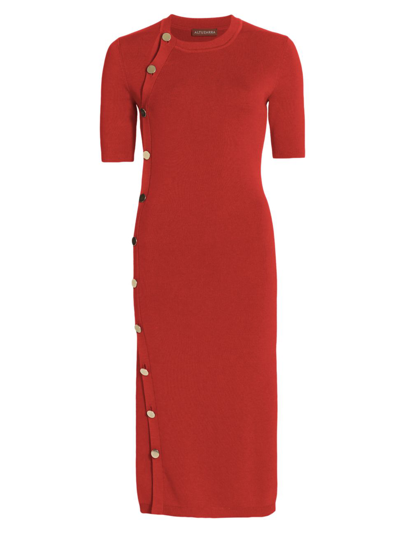 Altuzarra Topaz Buttoned Midi Dress In Holly Red | ModeSens