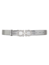 FERRAGAMO WOMEN'S REVERSIBLE GANCINI CRYSTAL-EMBELLISHED METALLIC LEATHER BELT,400014851649