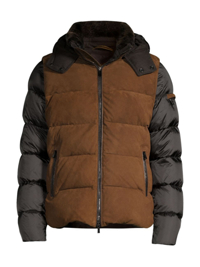 Moorer Casciano Suede Puffer Jacket In Castanga