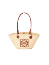 Loewe Anagram Small Iraca Palm And Leather Basket Bag In Tan