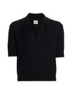 Khaite Shrunked Jo Cashmere-blend Polo Sweater In Black