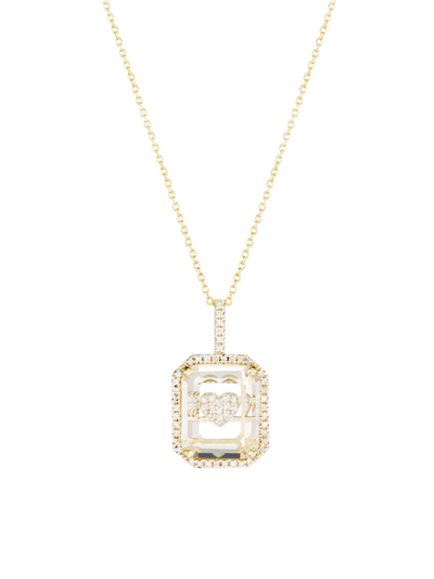 Mateo Women's 14k Yellow Gold, Crystal Quartz & Diamond Heart Pendant Necklace