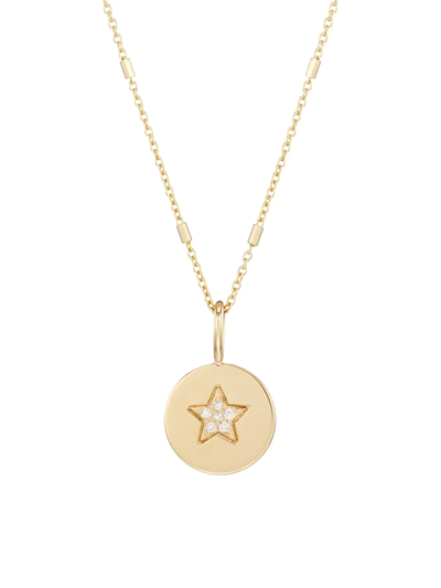 Zoë Chicco Women's Midi Bitty Symbols 14k Yellow Gold & 0.03 Tcw Diamond Star Pendant Necklace