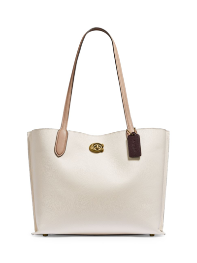 Coach Willow Colourblock Leather East-west Tote Bag In Chalk