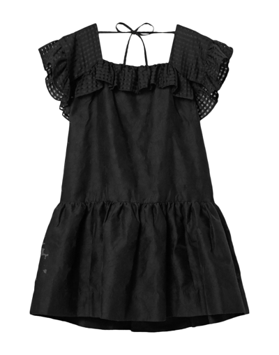 Pushbutton Short Dresses In Black