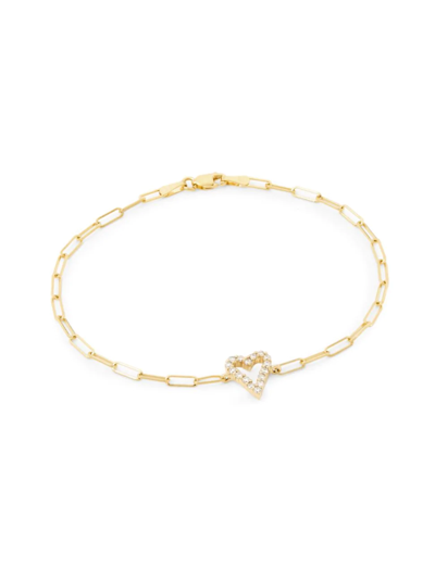 Saks Fifth Avenue Women's 14k Yellow Gold & 0.24 Tcw Diamond Heart Bracelet