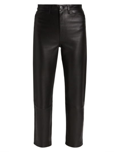 Sprwmn Leather Straight-leg Leather Trousers In Black