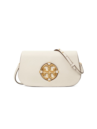 Tory Burch Miller Logo Leather Clutch-on-strap In New Ivory