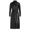 Pinko Long Chemisier Leatheret Dress With Belt In Nero