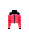 Moncler Jasione Shiny Nylon Cropped Logo Collar Down Quilted Jacket