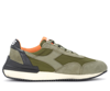 DIADORA HERITAGE EQUIPE MAD ITALIA OLIVE-GREEN TRAINERS WITH BLUE INSERTS,201.177822-70398