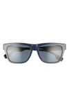 Burberry 56mm Rectangular Sunglasses In Blue On Navy Check/ Grey