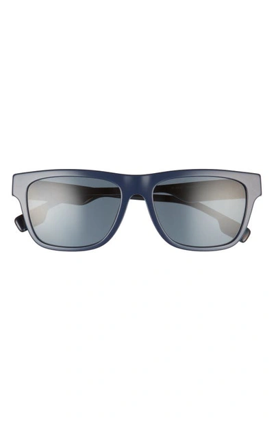 Burberry 56mm Rectangular Sunglasses In Blue On Navy Check/ Grey