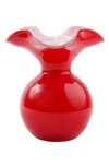 Vietri Hibiscus Glass Red Small Fluted Vase In Red