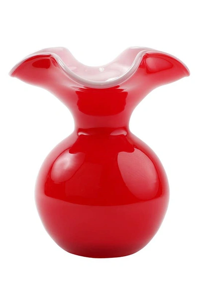 VIETRI VIETRI HIBISCUS GLASS RED SMALL FLUTED VASE,HBS-8581R-GB