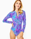 Lilly Pulitzer Women's Randee Rashguard One-piece Swimsuit In Red Size 16, Heron My Own Swim -  In Re