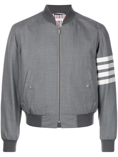 Thom Browne 4-bar Stripe Wool Knit Bomber Jacket In Grey